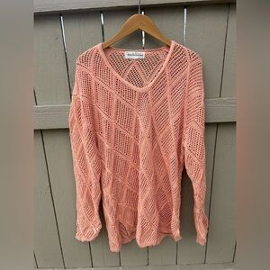 Dianne Von Furstenberg Linen Blend Cable Knit Sweater Spring Resortwear Sz M